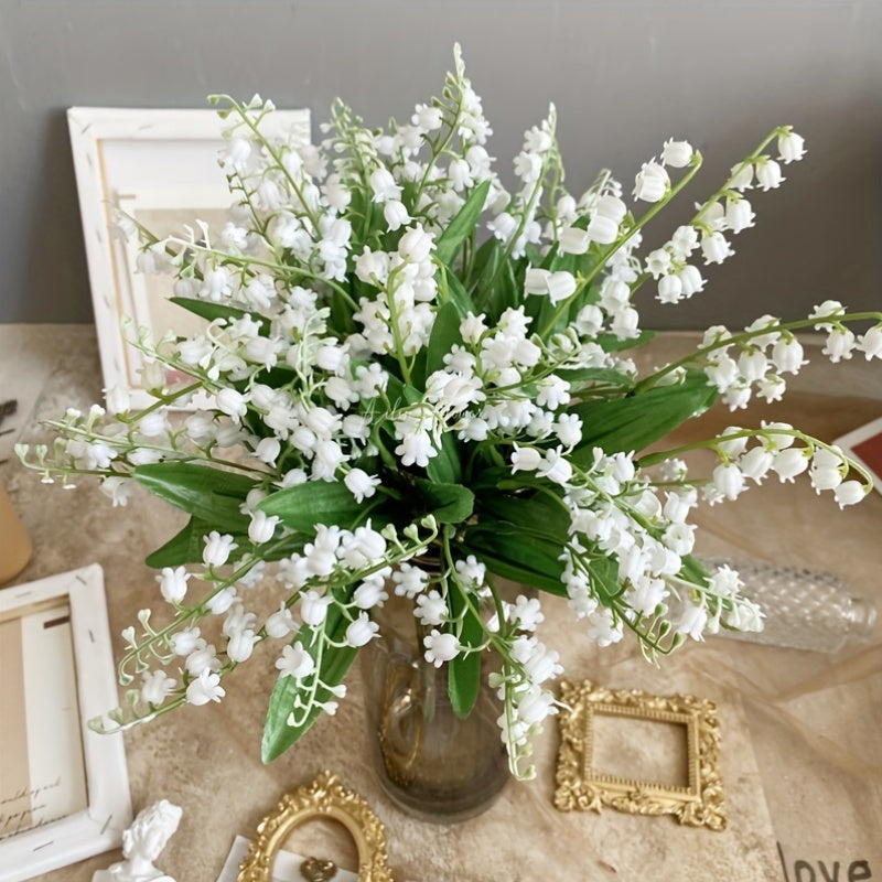 12-Pack Bohemian Style Lily of the Valley Artificial Flowers, Plastic Faux Floral Arrangements for Wedding, Engagement, Home Decor, Perfect for Christmas, Halloween, Thanksgiving, Valentine&