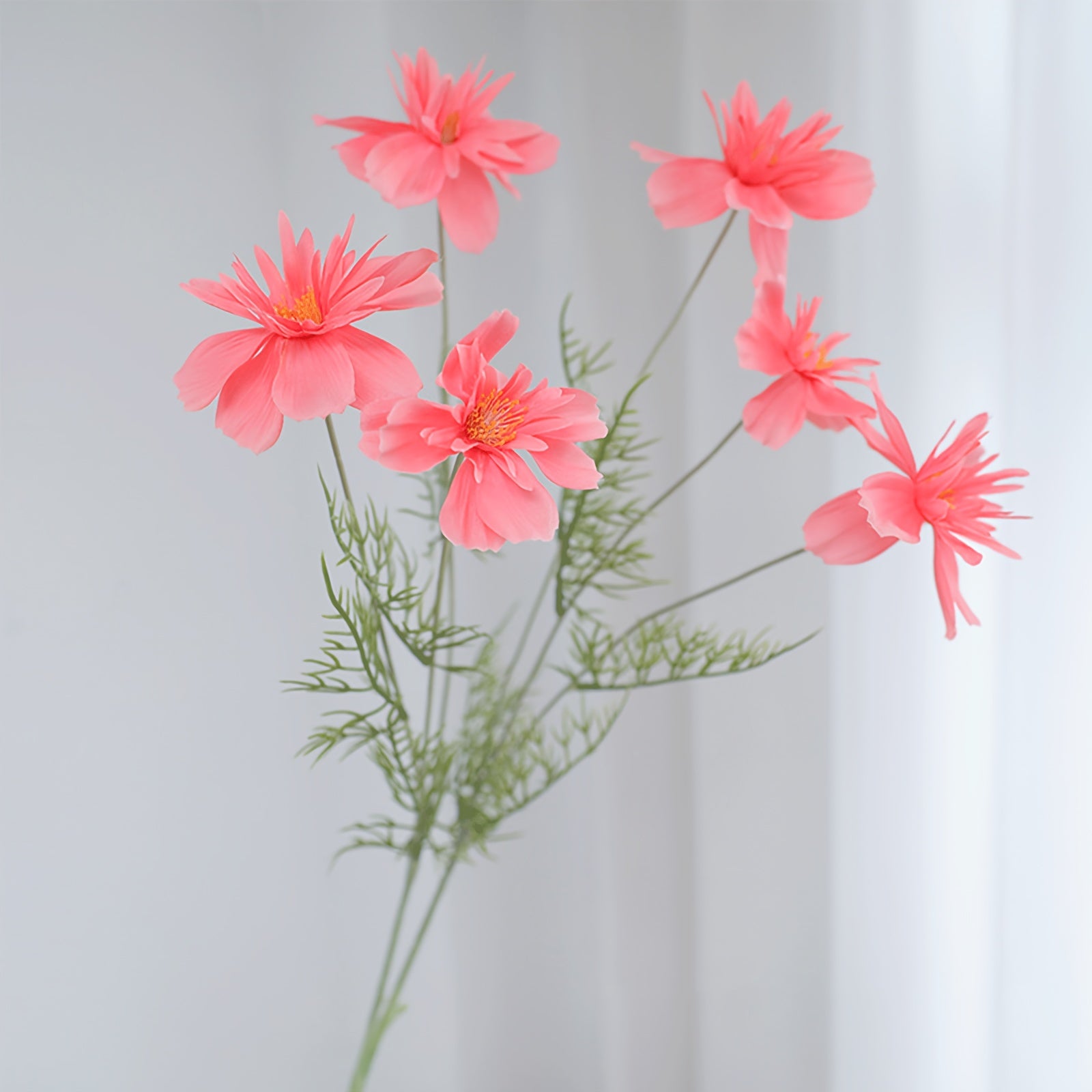 1pc MOHUAGE Classic Style 6-Head Flocked Cosmos Artificial Flowers, Versatile Plastic Floral Arrangement, with Suitable for Spring, Christmas, Halloween, Easter, Hanukkah, Thanksgiving, Valentine&