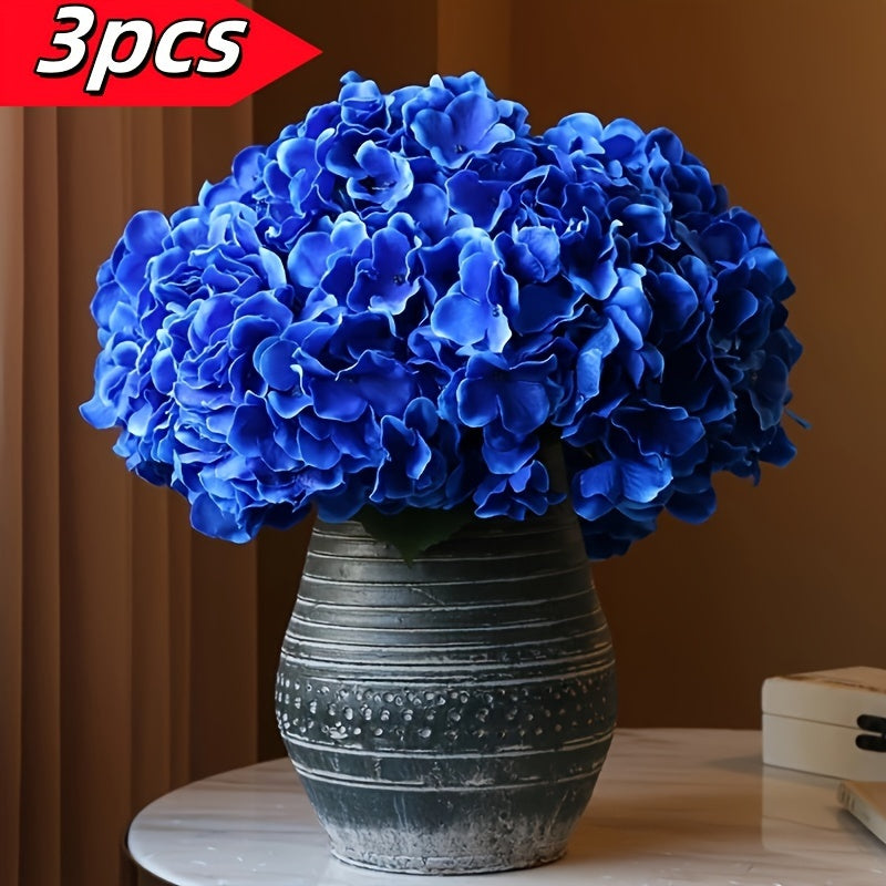 3pcs Modern Artificial Hydrangeas, 5-Head Plastic Faux Flowers, Oxidation Resistant, Ideal for Wedding, Engagement, Birthday, Bridal Shower, Graduation, Table Centerpiece, Home & Office Decor, Halloween & Easter Celebrations