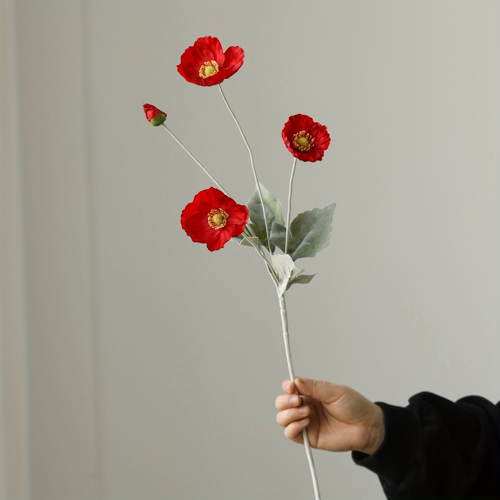 Boho Style Artificial Poppy Swags - 2pc 23" Faux Corn Poppy Stems, Silk Flower Bouquets for Home Decor, Dining Table Centerpieces, Wedding Party, Thanksgiving Fall Decorations