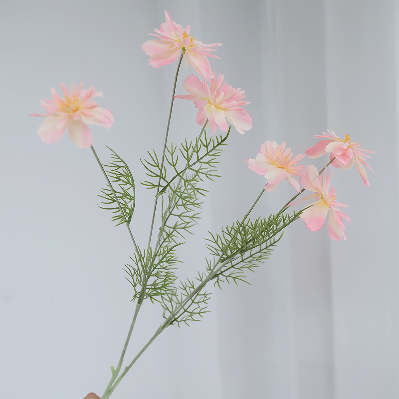 1pc MOHUAGE Classic Style 6-Head Flocked Cosmos Artificial Flowers, Versatile Plastic Floral Arrangement, with Suitable for Spring, Christmas, Halloween, Easter, Hanukkah, Thanksgiving, Valentine&
