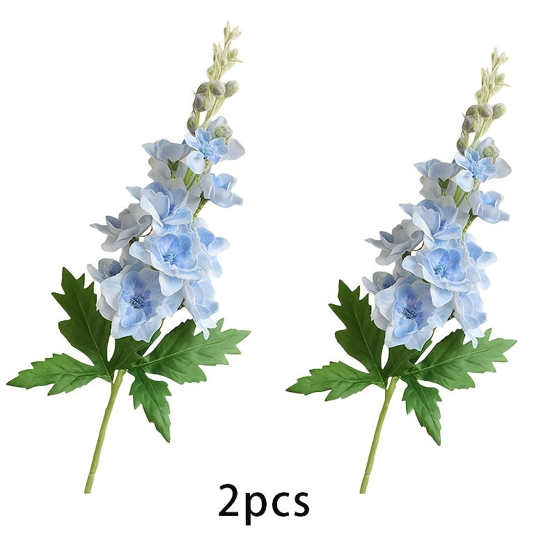 2pcs Silk Larkspur & Snapdragon Artificial Flowers - Long Stem Faux Delphinium for Home, Office, Garden, Wedding Decor - Versatile Indoor/Outdoor Vase Arrangement