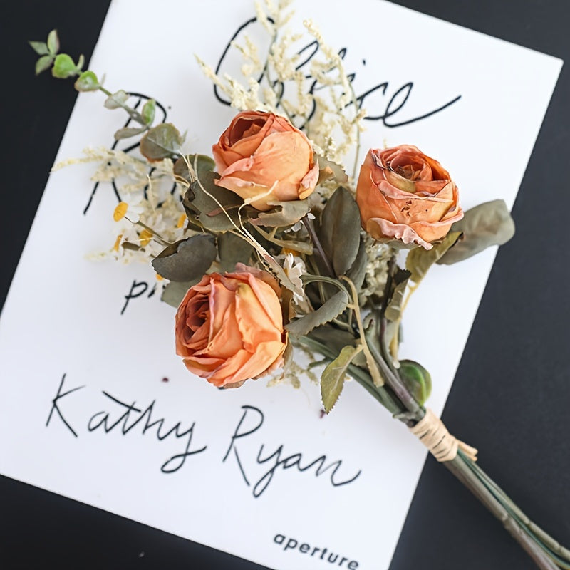 3-Head Artificial Daisy & Rose Bouquet - Perfect for Home, Wedding, Holiday Decor | Table Centerpiece, Birthday, Valentine&