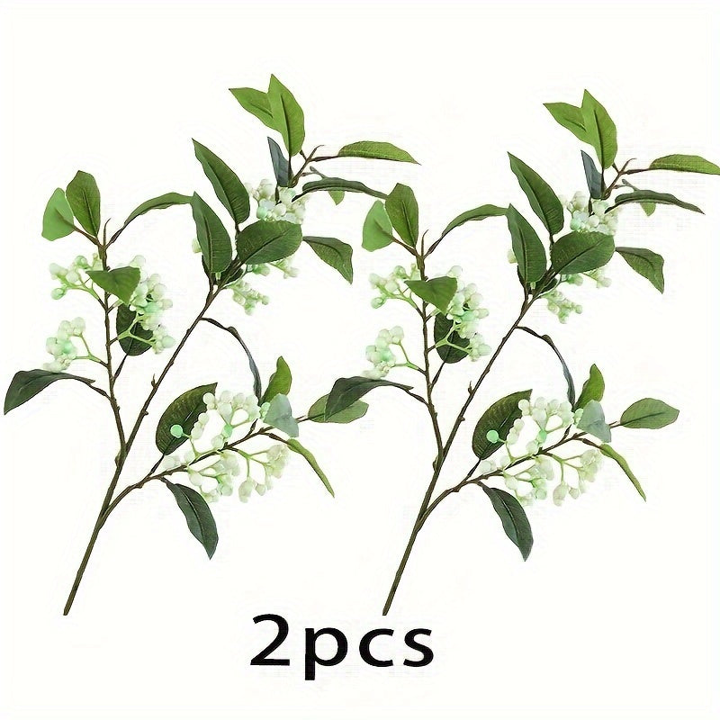 2pcs Bohemian Style Artificial Berries & Leaves - Perfect for DIY Christmas, Halloween, Mother&