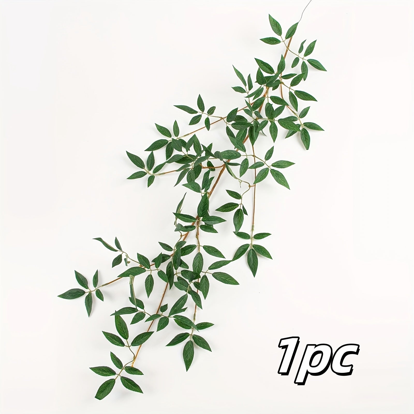 1pc, 27-inch Woody Leaf Italian Ruscus Green Stem, Artificial Green Leaf Wreath Vine Hanging Spray, for DIY Wedding Arch Bouquet