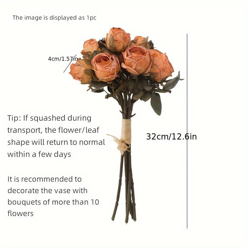 1 Bundle, Wedding Bouquet Flowers Artificial Roses For Bride Bridesmaids, Bohemian Country Ceremony Anniversary Decoration, Party Birthday, Mother&