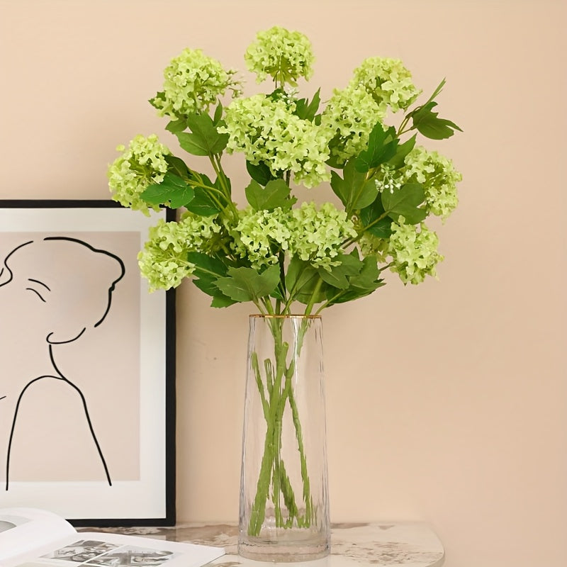 2pcs Elegant Artificial Hydrangea Flowers - 5-Head Faux Snowball Bouquets for Home & Wedding Decor, Perfect for Thanksgiving, Christmas, Valentine&