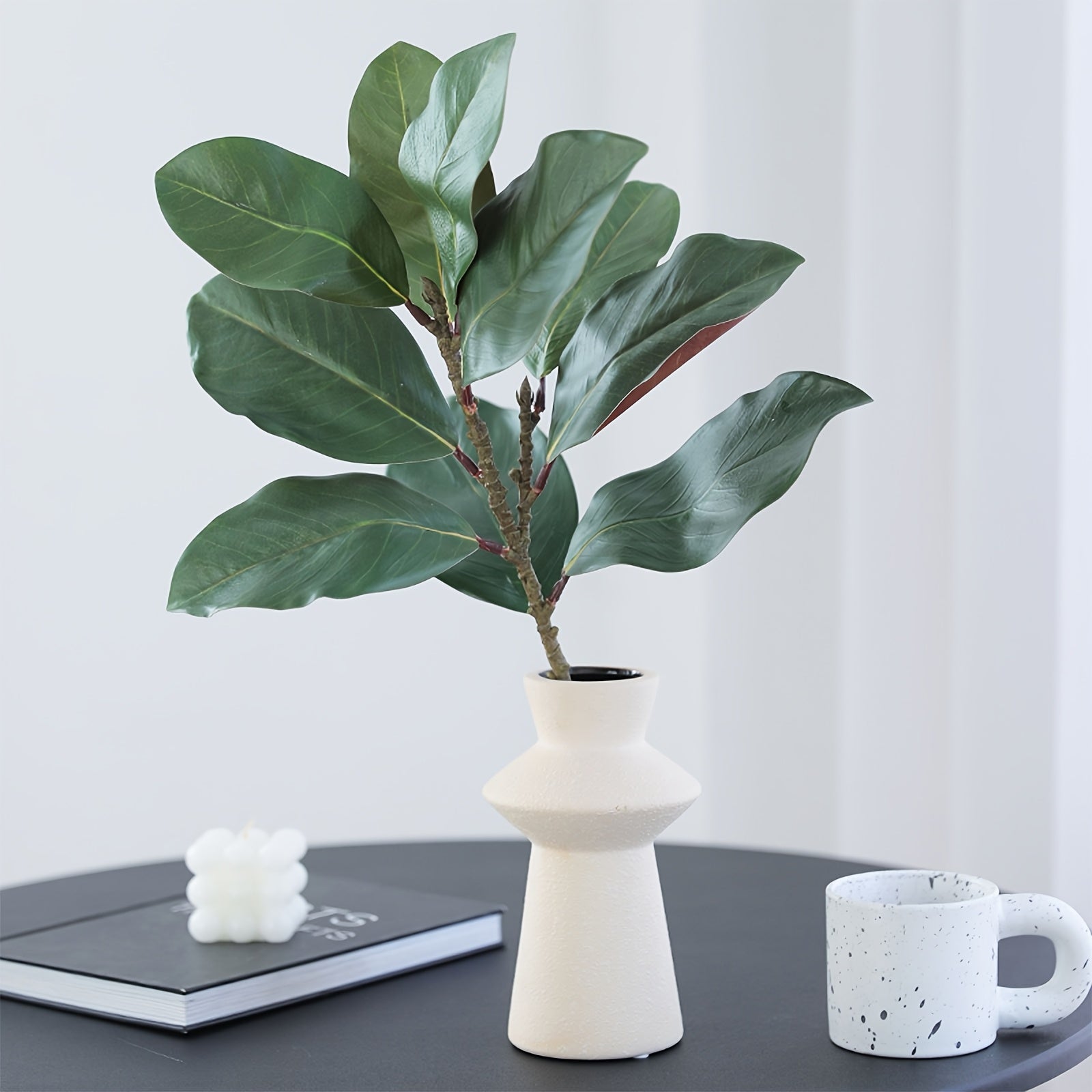 3/5pcs Artificial Simulation Magnolia Flower Plant Magnolia Branch Artificial Green Plant Stem Fake Eucalyptus Decoration Wedding Home Centerpiece Bouquet Flower Arrangement, Spring And Summer Easter Decoration, Simulation Green Plant