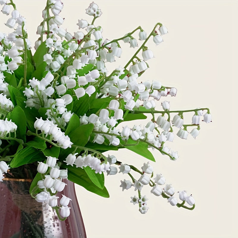 12-Pack Bohemian Style Lily of the Valley Artificial Flowers, Plastic Faux Floral Arrangements for Wedding, Engagement, Home Decor, Perfect for Christmas, Halloween, Thanksgiving, Valentine&