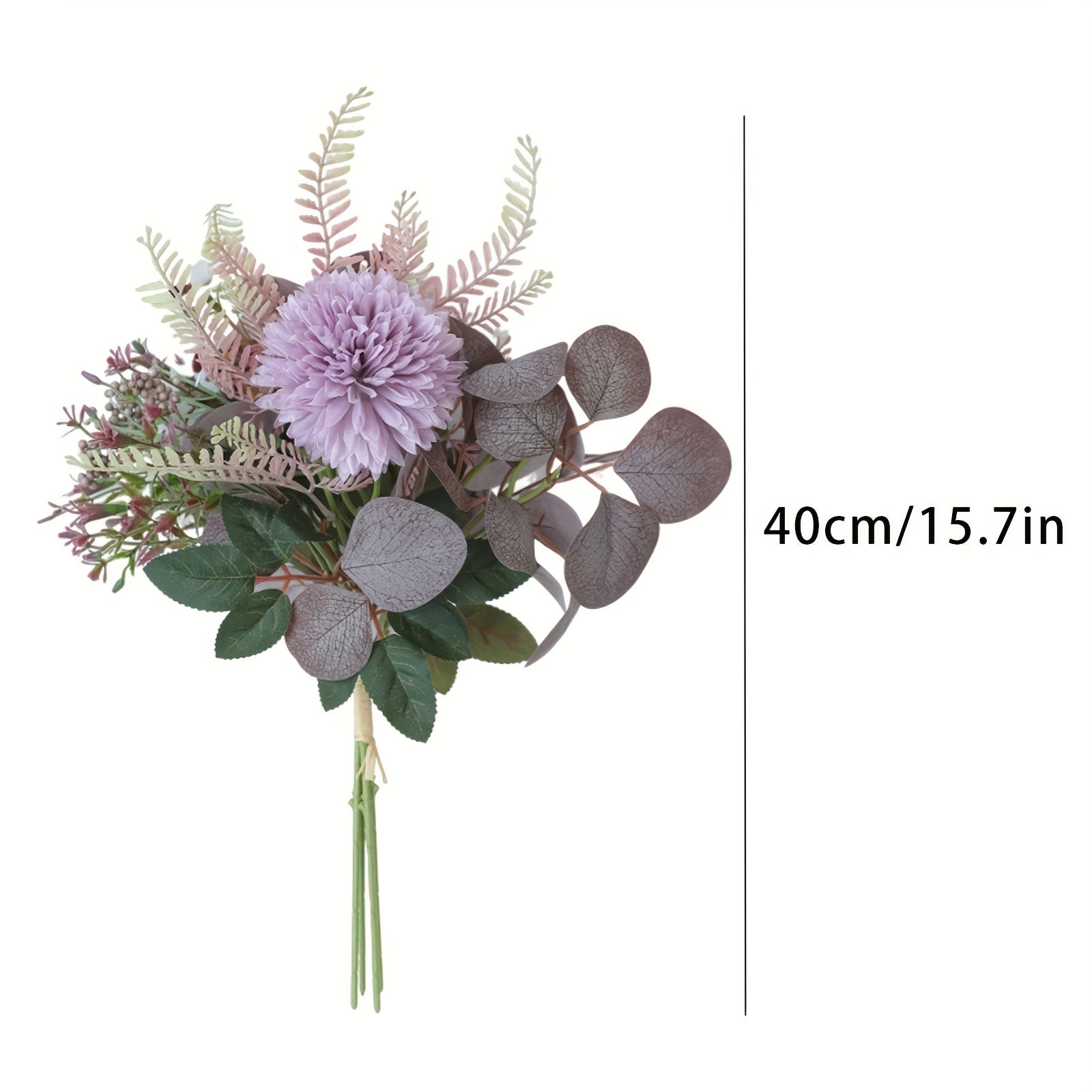 Classic Artificial Chrysanthemum & Eucalyptus Leaf Bouquet - Versatile Faux Floral Arrangement for Home, Kitchen, Table Decor, Weddings, and Seasonal Celebrations - Durable, Easy-to-Style Plastic Swags for Halloween, Easter, Valentine&