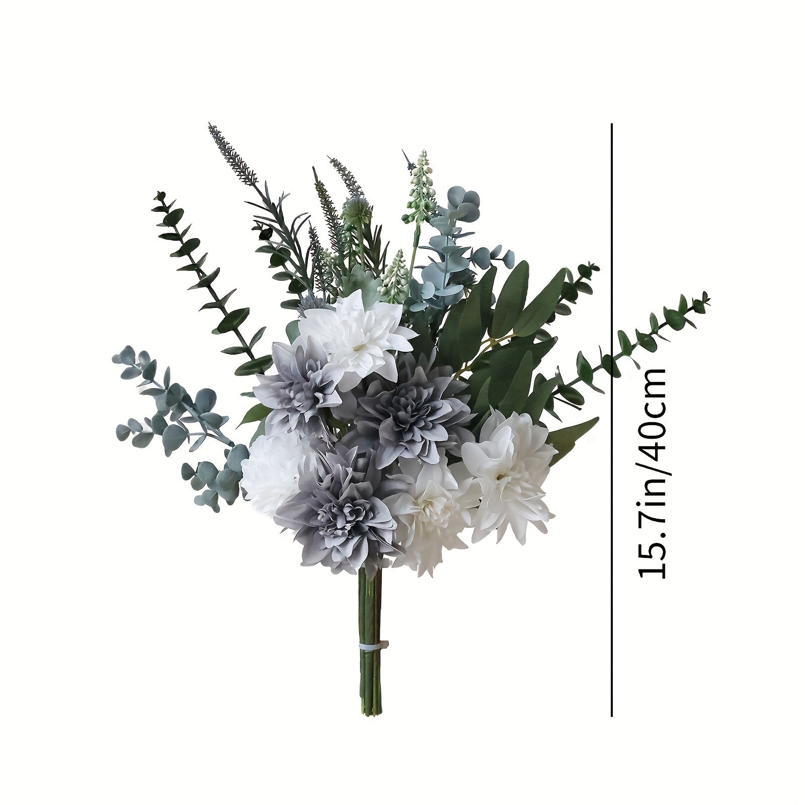 Festive Artificial Floral Arrangement, 15.7in/40cm, Fabric Dahlia & Eucalyptus, Home Decor for Living Room, Perfect for Birthday, Christmas, Easter, Thanksgiving, Valentine&