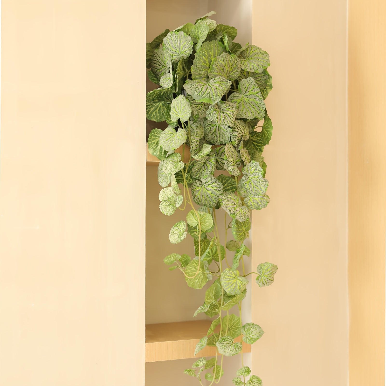 Classic Style Artificial Begonia Leaf Vine Plant Swag with Plastic Pot - Lifelike Faux Hanging Greenery for DIY Home & Office Decor, Weddings, Birthdays, Parties, Perfect for All Seasons - Maintenance-Free by MOHUAGE - Ideal for Christmas, Thanksgiving, F