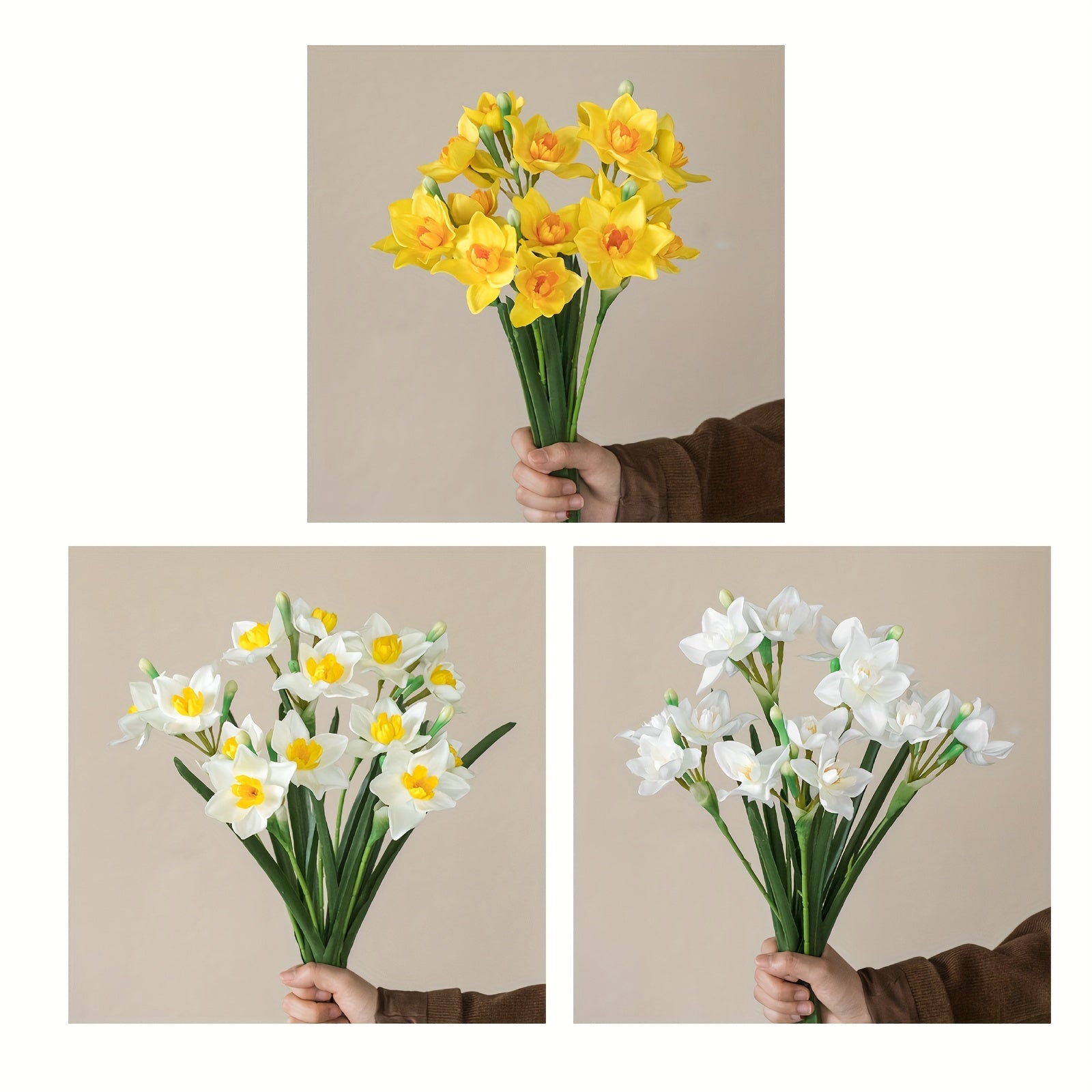 5pcs Elegant Daffodil Artificial Flowers - Beautiful Spring Decorations for Home, Bedroom, Garden - 17.7in/45cm Tall, Perfect for Valentine&