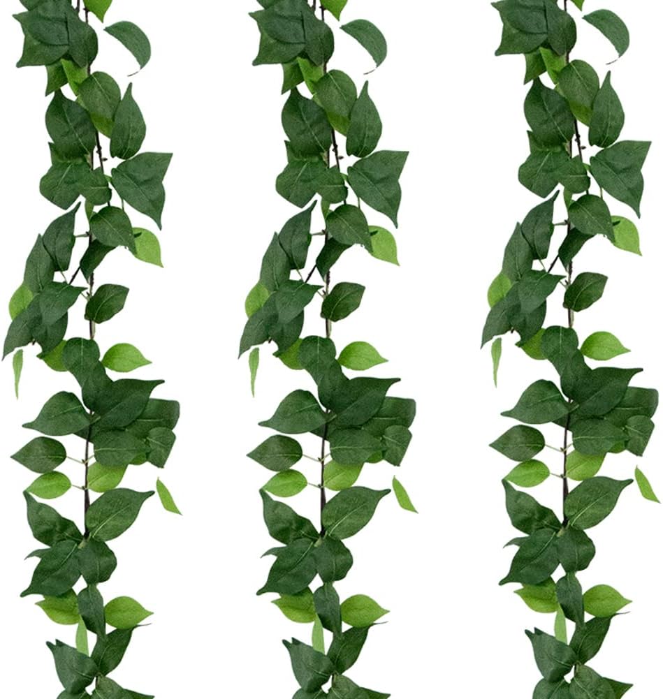 3Pcs Artificial Greenery Ivy Vines Kit, 6FT Odorless Silk Ivy Garland, Green Leaves Fake Hanging Plants, for Boho Decor, Home, Classroom, Wall, Party and Wedding Decoration