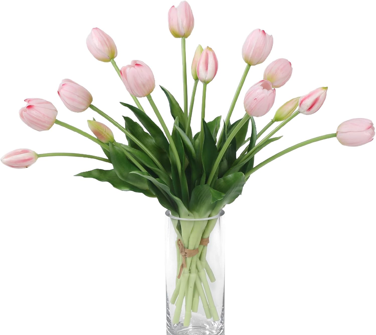 15 Pcs Red Artificial Flowers Tulips Real Touch Latex Plastic Soft Faux Bouquets for Party, Wedding, Home, Room, Garden Decor