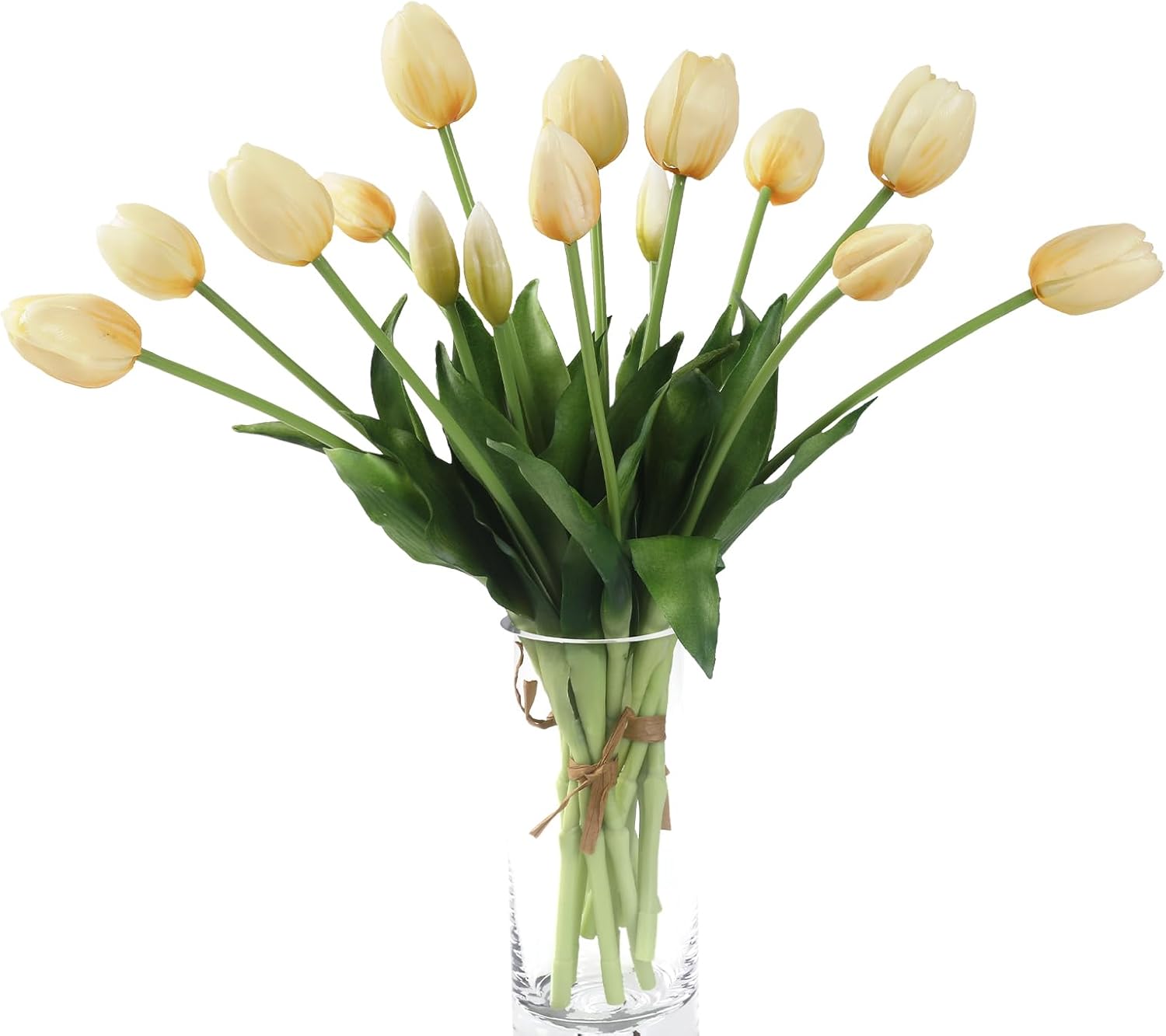 15 Pcs Red Artificial Flowers Tulips Real Touch Latex Plastic Soft Faux Bouquets for Party, Wedding, Home, Room, Garden Decor
