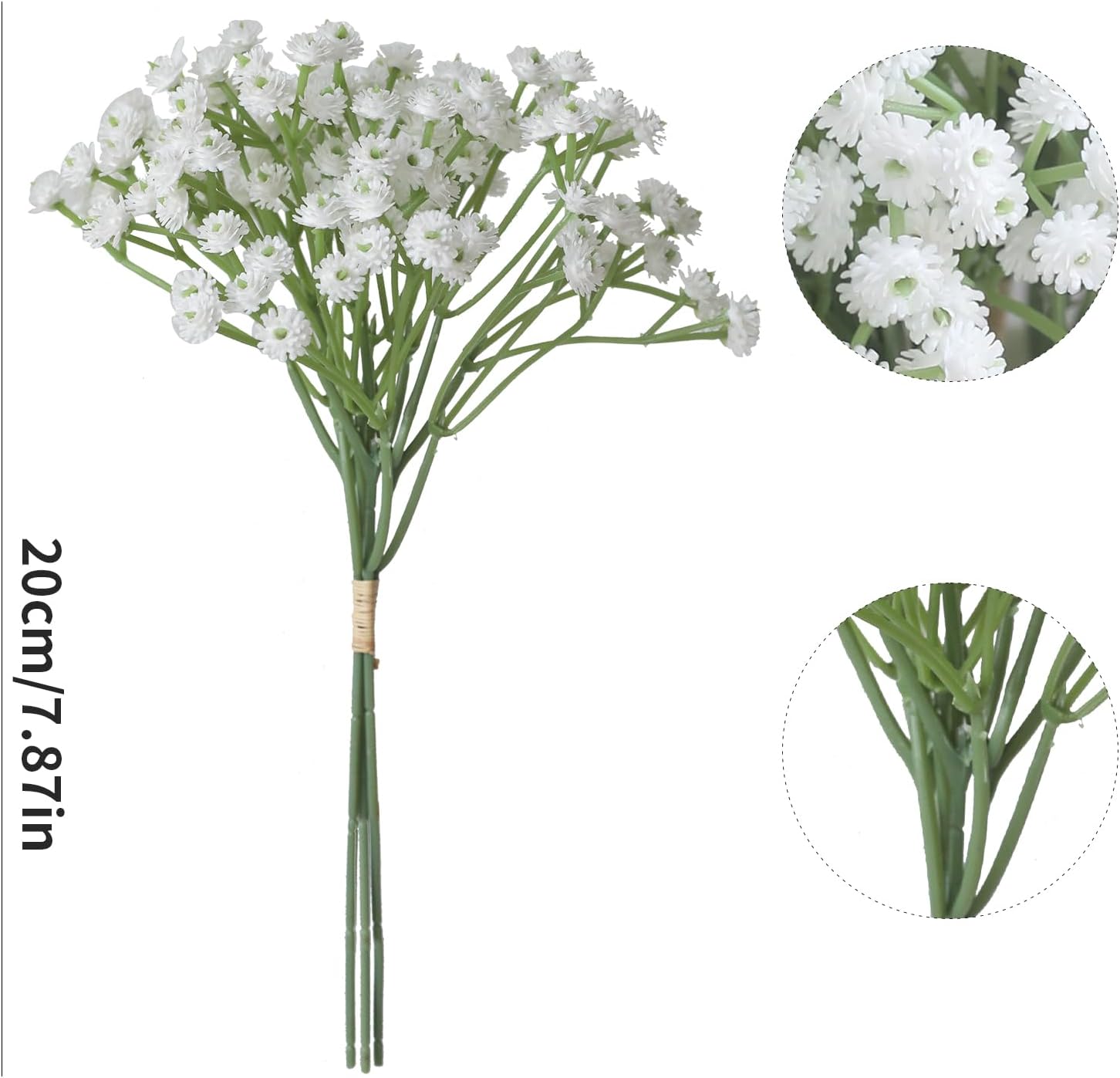 30 PCS 5 Bundles Small White Flowers Artificial Flowers Babys Breath Real Touch Flowers for Wedding Party Home Garden Decoration