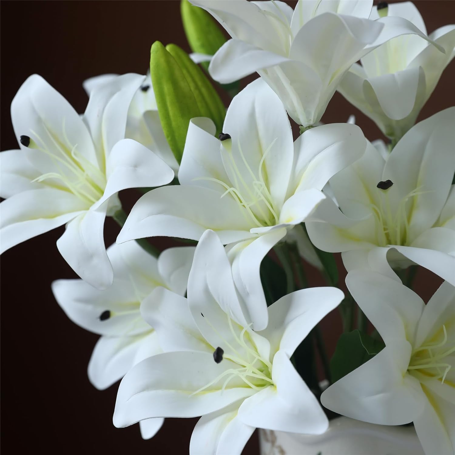 24 Flower Heads 2 Pcs Artificial Flowers White Lily Silk Faux Flowers for Wedding Bouquet Home Party Indoor Table Hotel Office Vases Floral Arrangements Decor