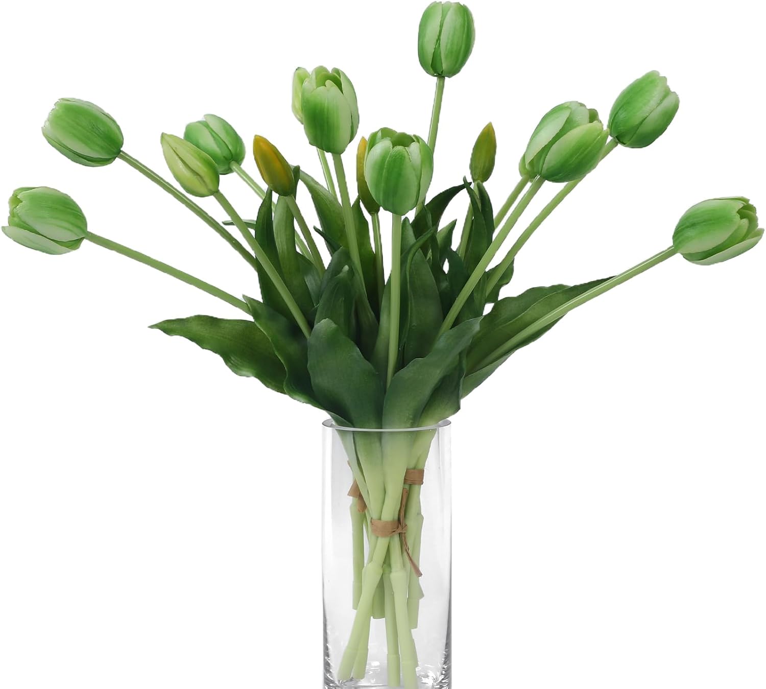 15 Pcs Red Artificial Flowers Tulips Real Touch Latex Plastic Soft Faux Bouquets for Party, Wedding, Home, Room, Garden Decor