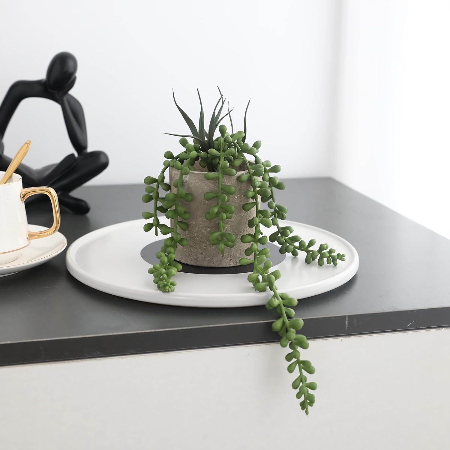 3 Packs Fake Hanging Plant with Pot Artificial Plants Desk Plants Greenery for Home Office Wall Kitchen Shelf Bedroom Living Room Bathroom Decor Outdoor Indoor (3pc-Wall)