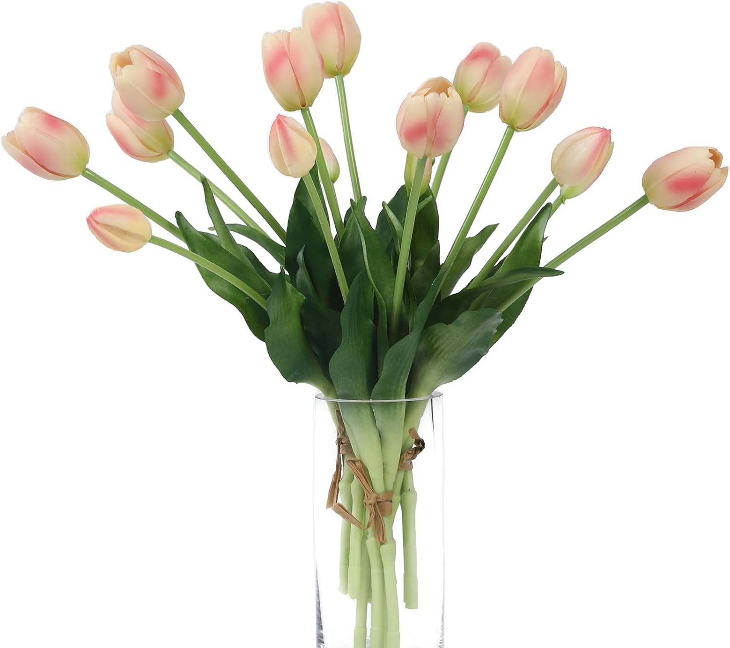 15 Pcs Red Artificial Flowers Tulips Real Touch Latex Plastic Soft Faux Bouquets for Party, Wedding, Home, Room, Garden Decor