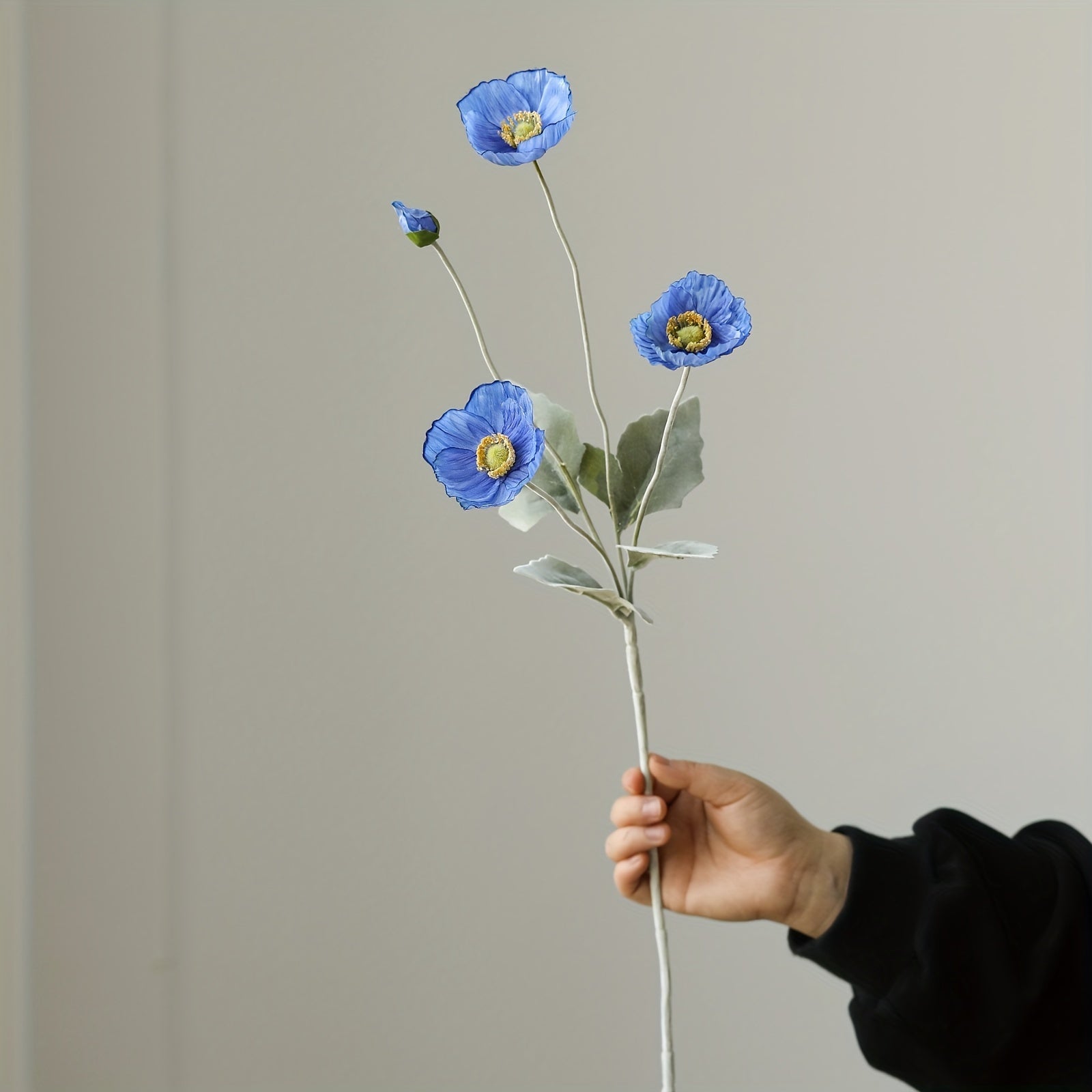 Boho Style Artificial Poppy Swags - 2pc 23" Faux Corn Poppy Stems, Silk Flower Bouquets for Home Decor, Dining Table Centerpieces, Wedding Party, Thanksgiving Fall Decorations