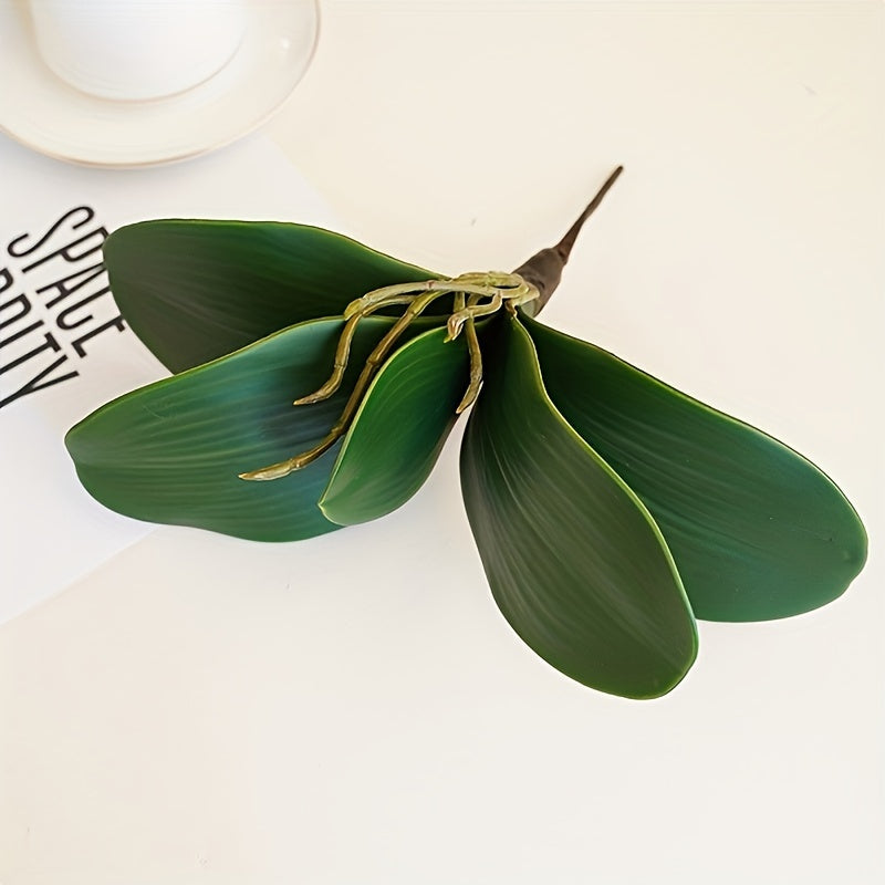 2pcs Lifelike Artificial Phalaenopsis Leaves - Perfect for Home & Garden Decor, Weddings, Engagements | Resin Orchid Greenery for Tabletop Display