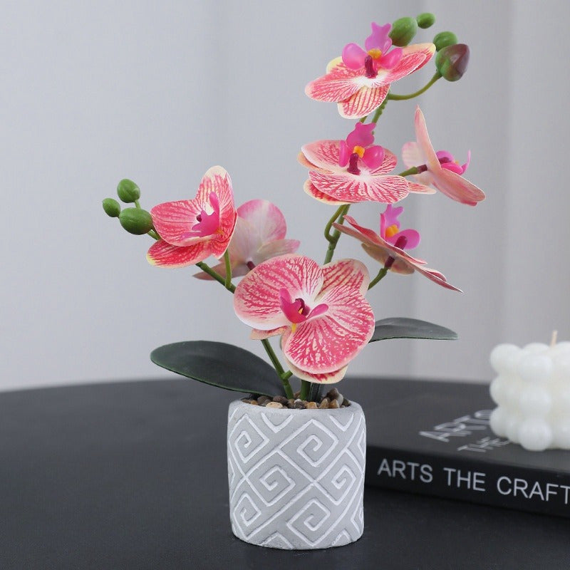 Vibrant 11" Artificial Phalaenopsis Orchid Bonsai - Perfect for Home & Office Decor, Table Centerpieces | Ideal for Christmas, Valentine&