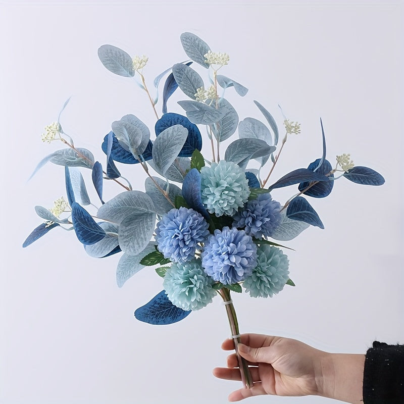 Elegant Artificial Chrysanthemum & Eucalyptus Bouquet - Perfect for Home, Kitchen, Dining Decor | Ideal for Weddings, Holidays, Thanksgiving, Halloween & Harvest Celebrations | Long-Lasting Floral Arrangement, Easy Setup