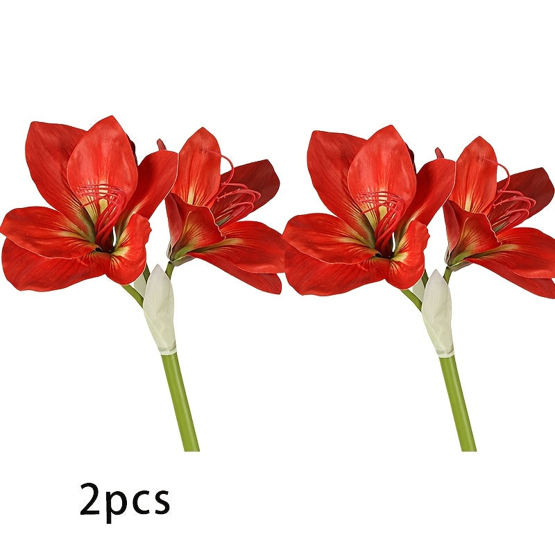 2pcs Lifelike Artificial Orchids - 24.5" Faux Clivia Flowers for Home, Office & Wedding Decor | Perfect for Thanksgiving, Christmas, Easter, Mother&