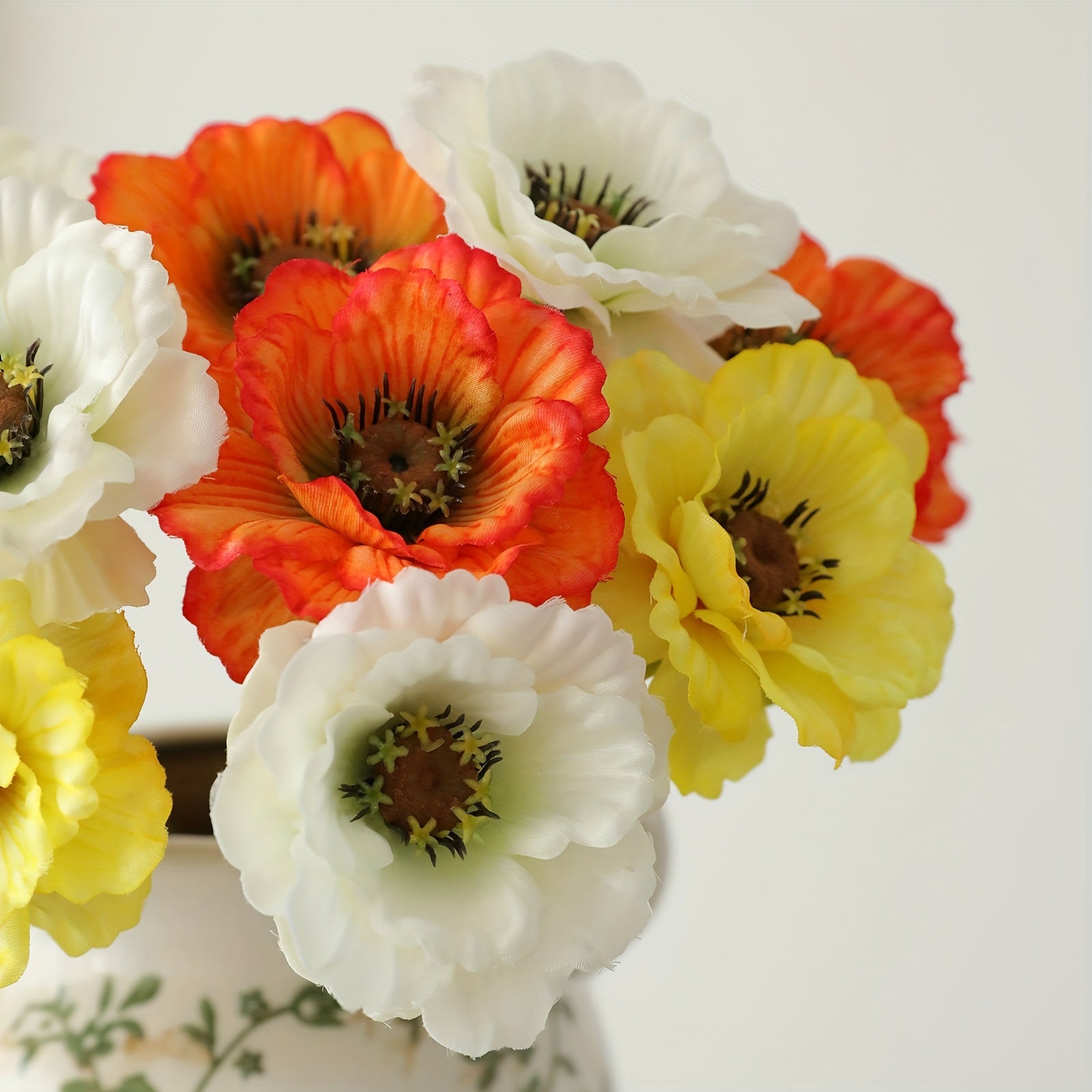 Classic Style Fabric Poppy Flower Swags, 6-Pack Artificial Poppies for Home Decor, Wedding, Engagement, Photography Props, Seasonal Decorations for Christmas, Halloween, Easter, Hanukkah, Thanksgiving