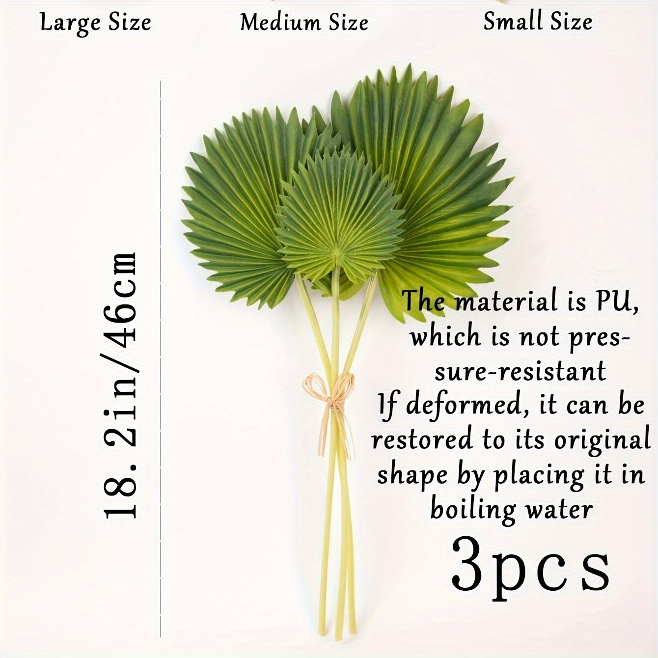 3pcs Boho Chic Artificial Palm Leaves - Perfect for DIY Wedding Bouquets, Bridal Party Decor & Home Accents - Versatile Faux Tropical Leaves for Halloween, Christmas, Valentine&
