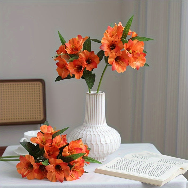 1pc French Country Style 6-Head Artificial Daffodil Lily - Perfect for Home Decor, Weddings, Engagements, Showers, Birthdays & Anniversaries