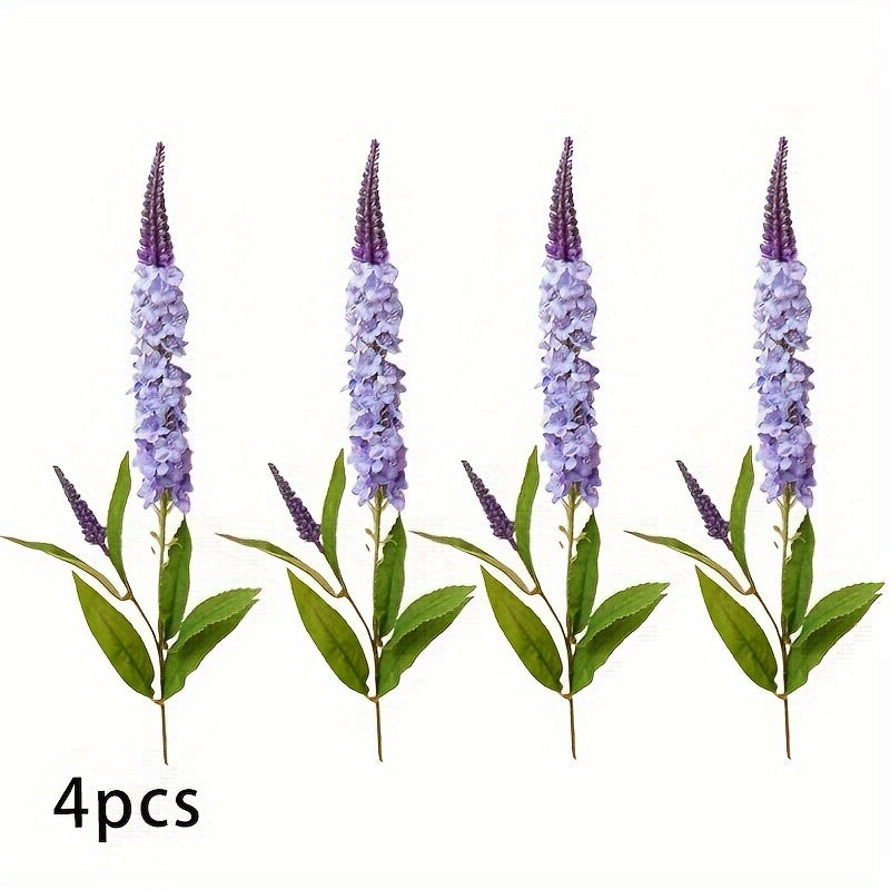 4pcs Boho Chic Artificial Lavender Flowers - Silk Purple Floral Decor for Weddings, Home & Holiday Celebrations, Flower Decorations