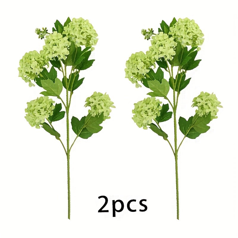 2pcs Elegant Artificial Hydrangea Flowers - 5-Head Faux Snowball Bouquets for Home & Wedding Decor, Perfect for Thanksgiving, Christmas, Valentine&