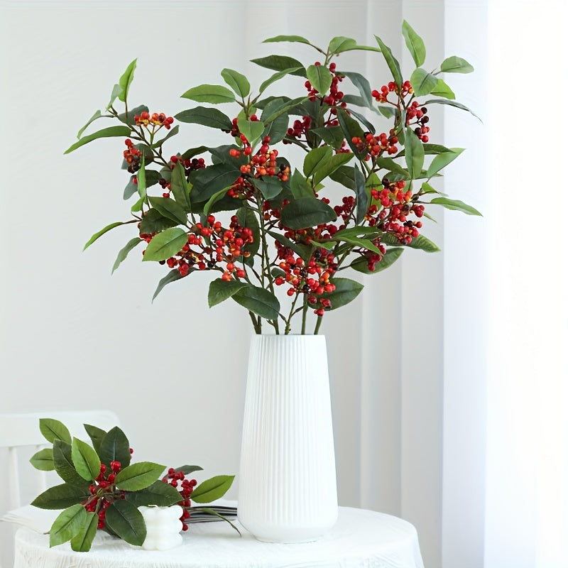 2pcs Bohemian Style Artificial Berries & Leaves - Perfect for DIY Christmas, Halloween, Mother&