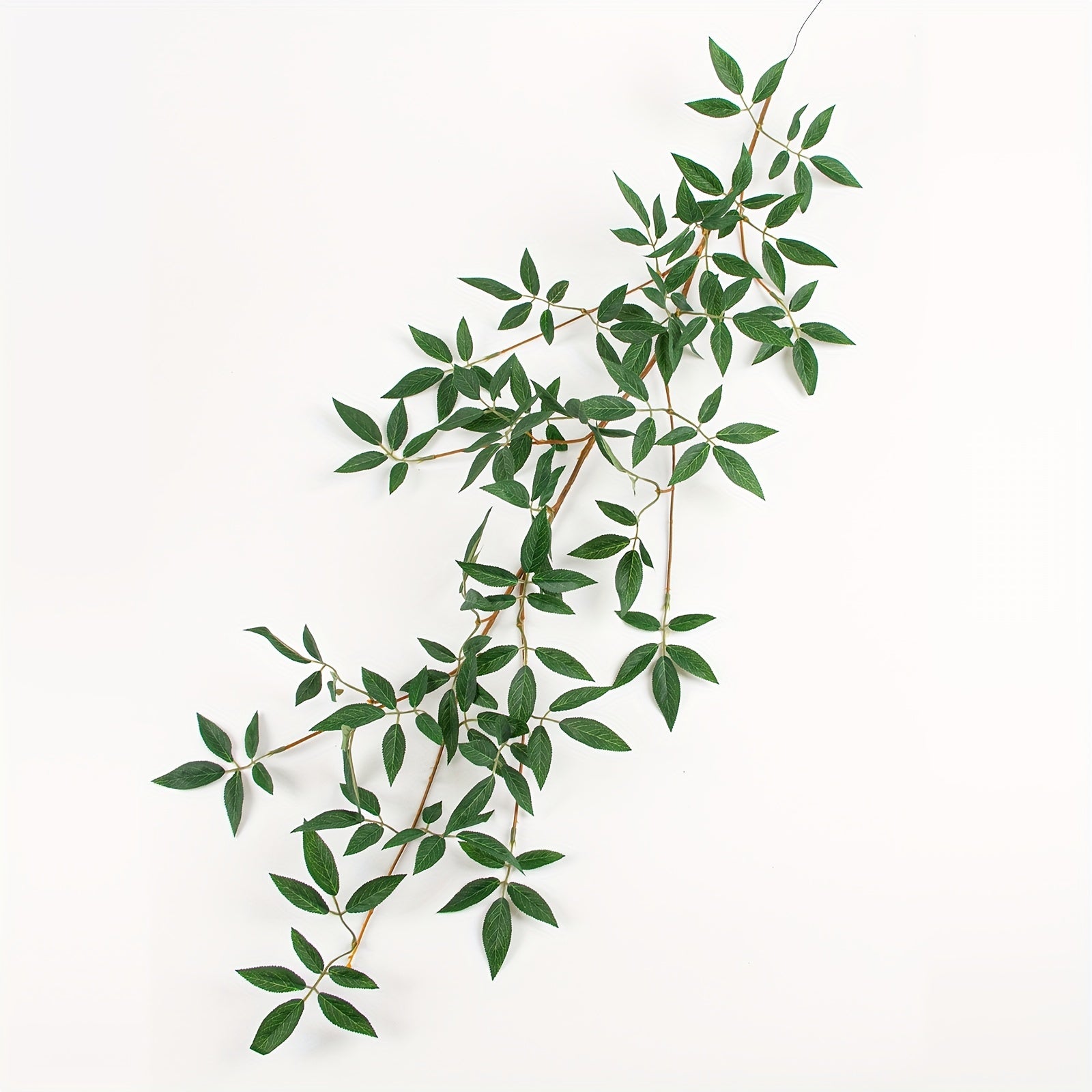 1pc, 27-inch Woody Leaf Italian Ruscus Green Stem, Artificial Green Leaf Wreath Vine Hanging Spray, For DIY Wedding Arch Bouquet
