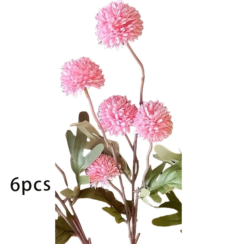 6pcs Dandelion Artificial Flower Bouquet - Perfect for Weddings, Engagements, Showers & More - Versatile Home Decor for All Seasons