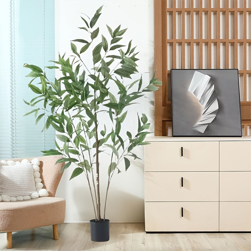 1pc Eucalyptus Tree - Tall Faux Potted Plant for Home Office Decor, Silk Artificial Greenery, Plastic Nursery Pot, Versatile for New Year, Housewarming, Bachelorette, Cocktail Party, Ball, Christmas, Easter, Hanukkah, Thanksgiving, June Celebrations