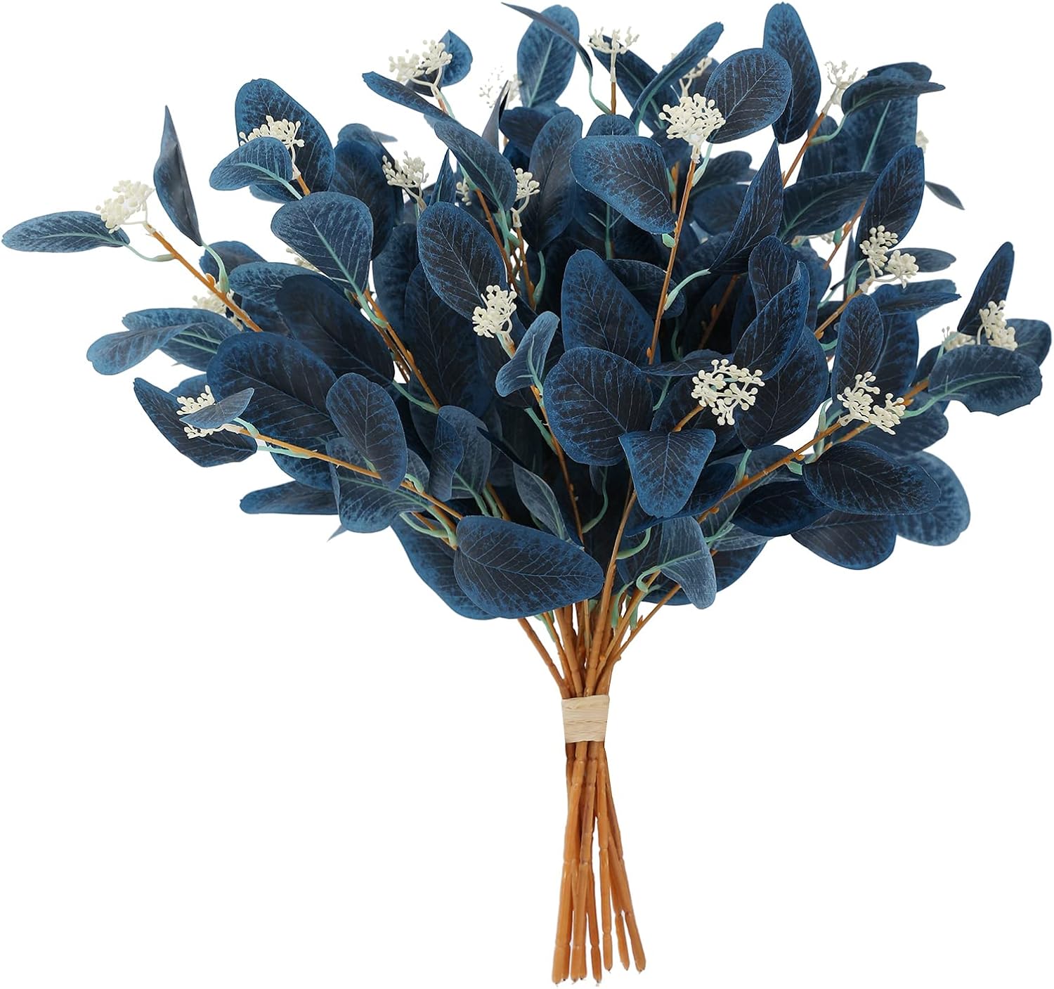 20" Silk Artificial Eucalyptus Stems, 12 Pcs Fake Eucalyptus Stem with Leaves Berries, Greenery Plants Floral Decorations for Wedding Party Home Flowers Arrangement Boho Decor (Blush)