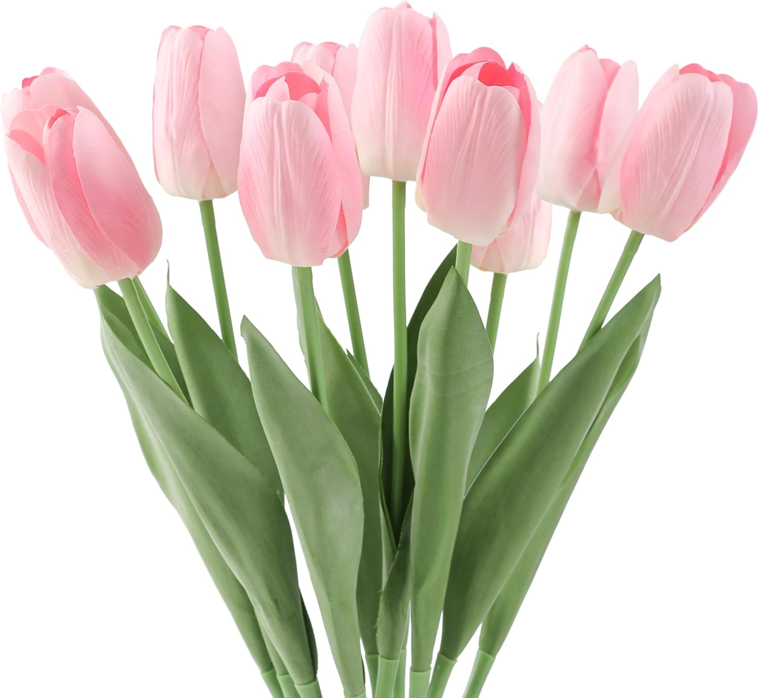 10Pcs Light Pink Artificial Tulips Silk Flowers,Fake Tulips, Faux Flowers Decoration for Vase, Wedding, Party, Kitchen, Flowers Backdrop,Office, Home, Bedroom, Table Centerpiece Decor