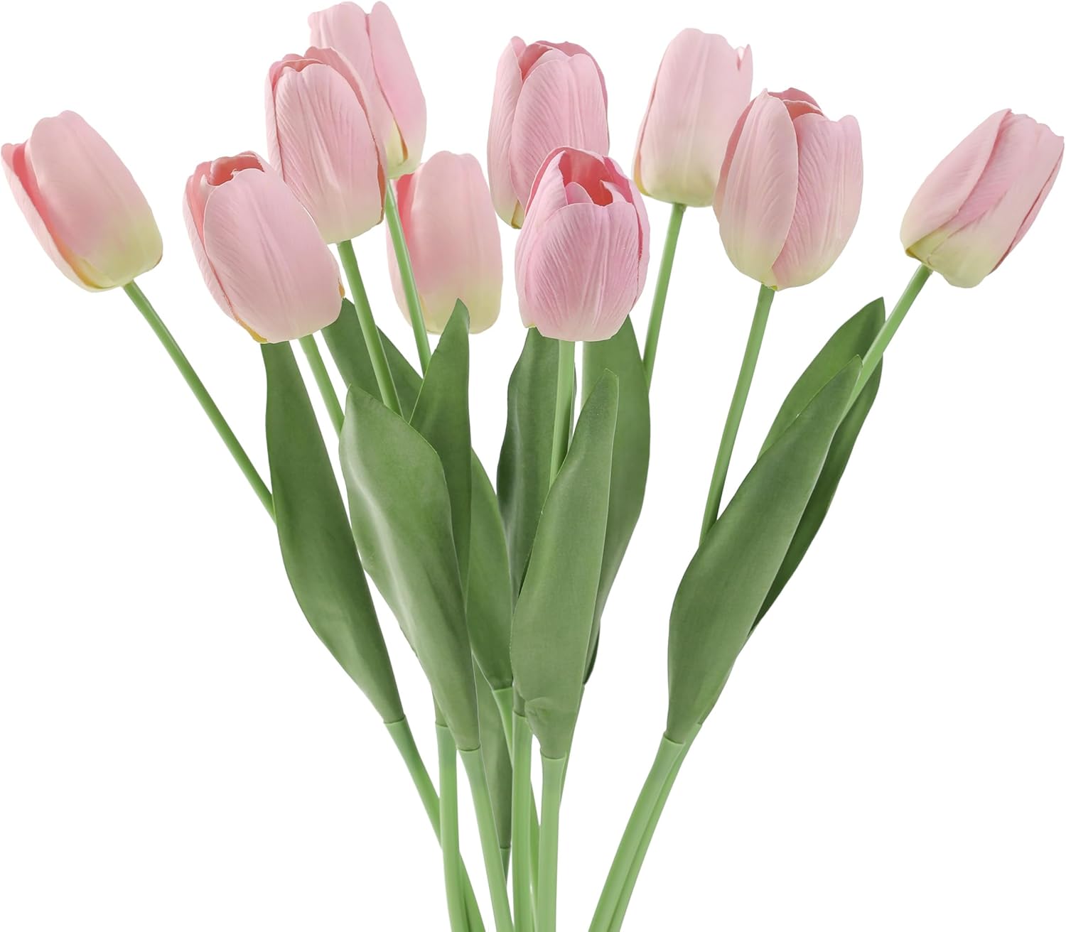 10Pcs Light Pink Artificial Tulips Silk Flowers,Fake Tulips, Faux Flowers Decoration for Vase, Wedding, Party, Kitchen, Flowers Backdrop,Office, Home, Bedroom, Table Centerpiece Decor