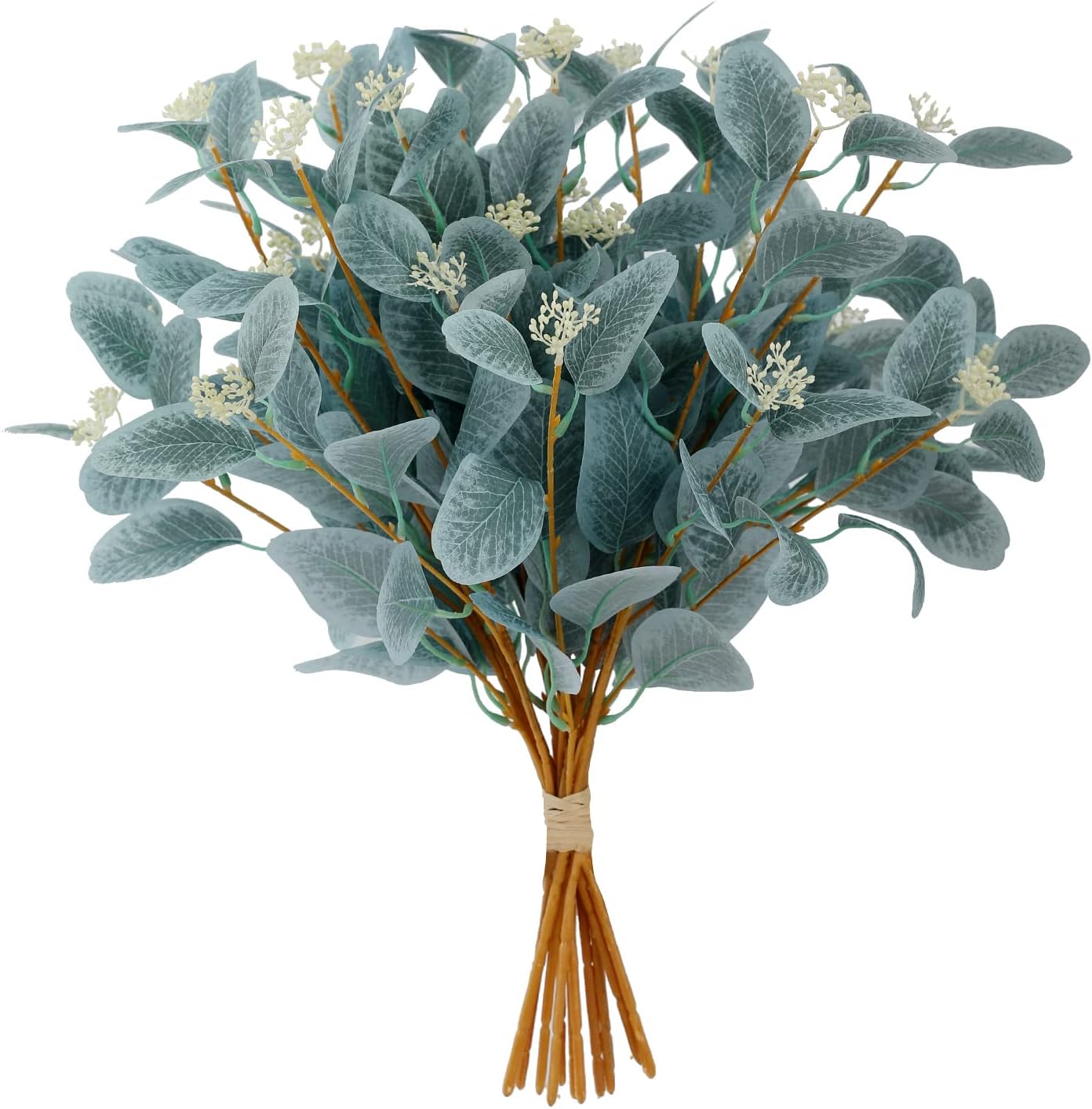 20" Silk Artificial Eucalyptus Stems, 12 Pcs Fake Eucalyptus Stem with Leaves Berries, Greenery Plants Floral Decorations for Wedding Party Home Flowers Arrangement Boho Decor (Blush)