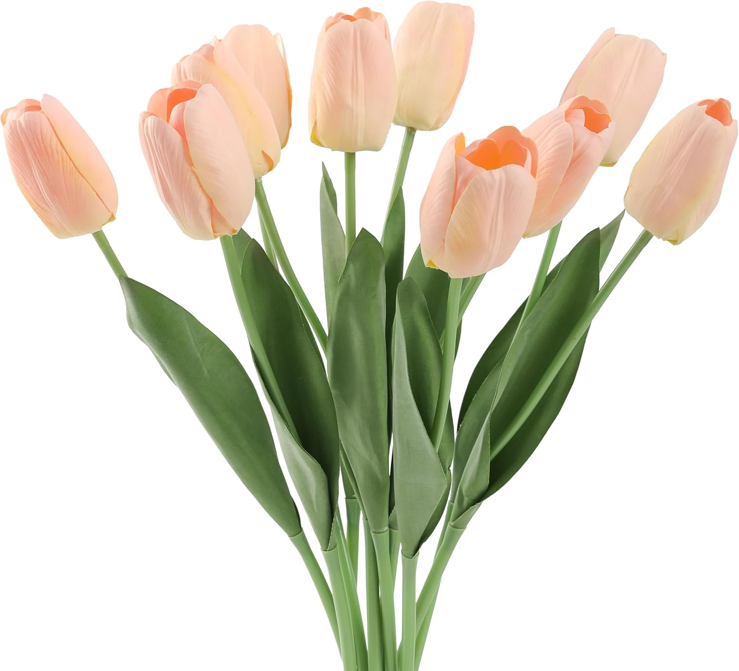 10Pcs Light Pink Artificial Tulips Silk Flowers,Fake Tulips, Faux Flowers Decoration for Vase, Wedding, Party, Kitchen, Flowers Backdrop,Office, Home, Bedroom, Table Centerpiece Decor