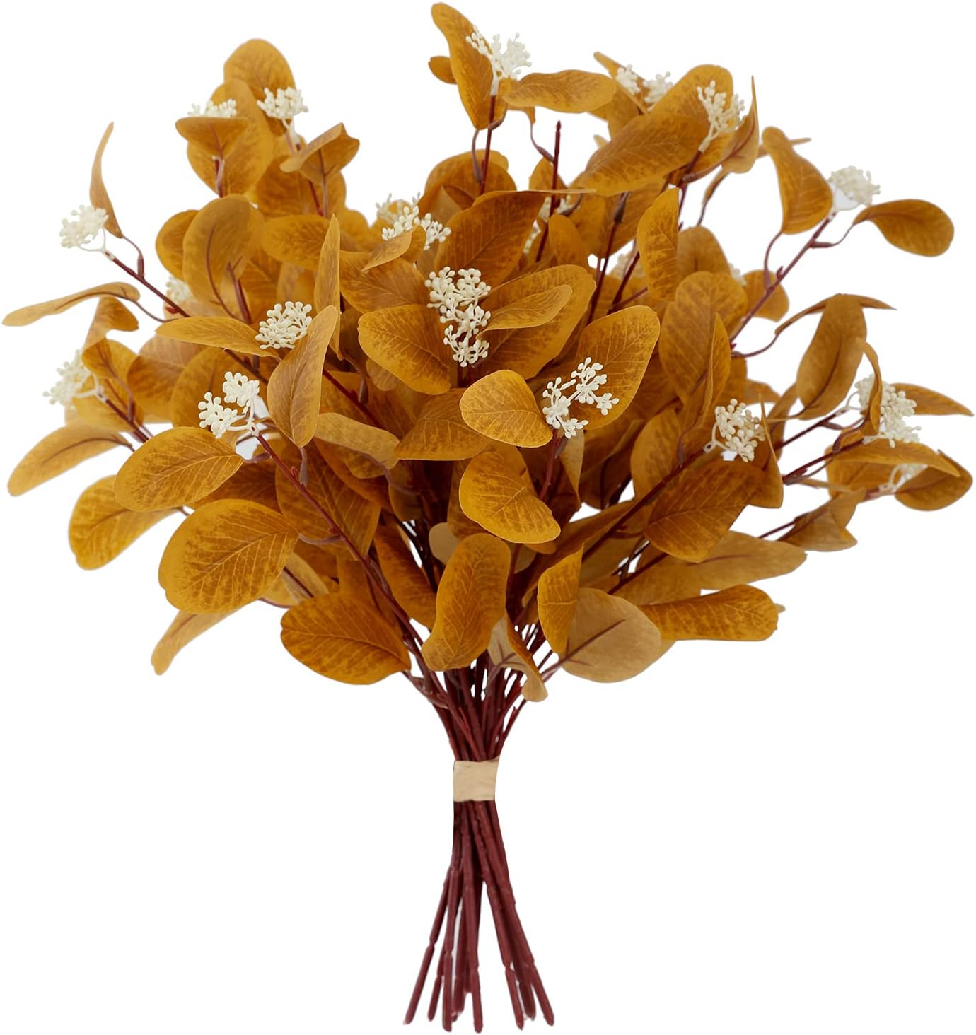 20" Silk Artificial Eucalyptus Stems, 12 Pcs Fake Eucalyptus Stem with Leaves Berries, Greenery Plants Floral Decorations for Wedding Party Home Flowers Arrangement Boho Decor (Blush)