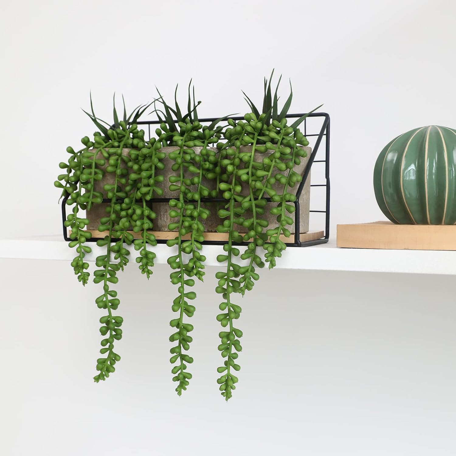 3 Packs Fake Hanging Plant with Pot Artificial Plants Desk Plants Greenery for Home Office Wall Kitchen Shelf Bedroom Living Room Bathroom Decor Outdoor Indoor (3pc-Wall)