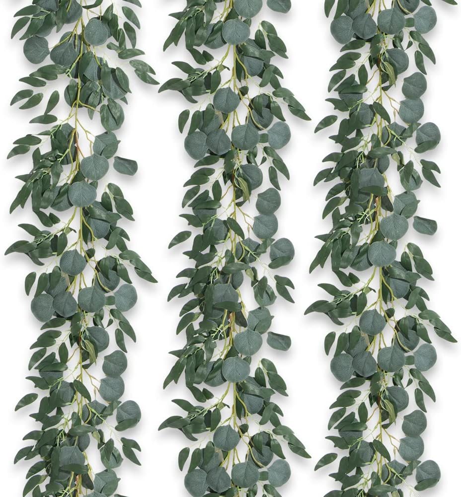 3Pcs Artificial Greenery Ivy Vines Kit, 6FT Odorless Silk Ivy Garland, Green Leaves Fake Hanging Plants, for Boho Decor, Home, Classroom, Wall, Party and Wedding Decoration