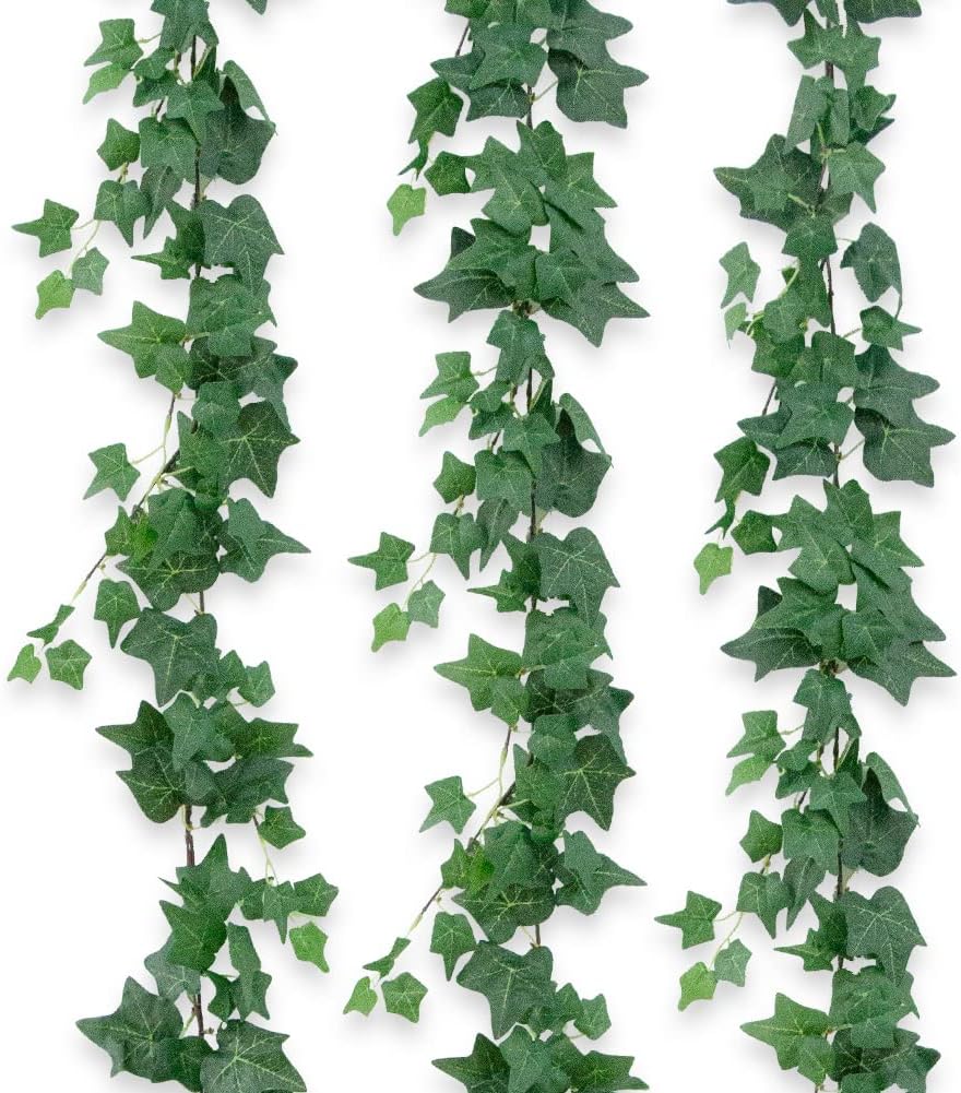 3Pcs Artificial Greenery Ivy Vines Kit, 6FT Odorless Silk Ivy Garland, Green Leaves Fake Hanging Plants, for Boho Decor, Home, Classroom, Wall, Party and Wedding Decoration