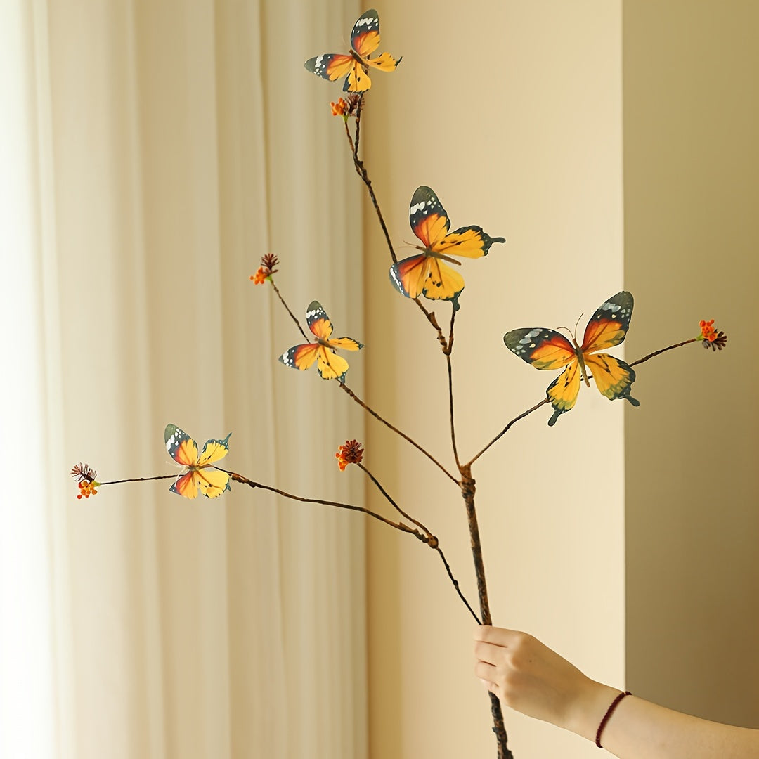 1pc Artificial Flower Dead Branch Butterfly Home Desktop Decoration Flower Ornament