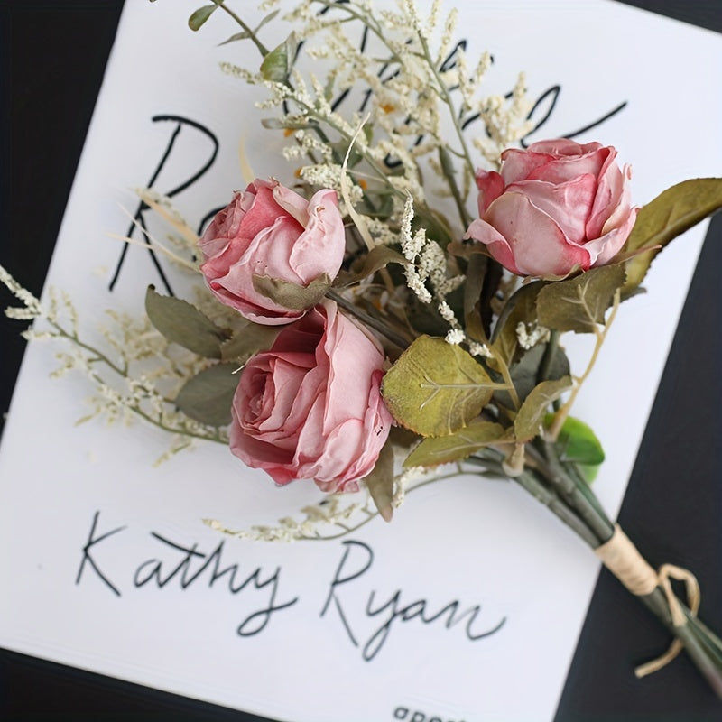 3-Head Artificial Daisy & Rose Bouquet - Perfect for Home, Wedding, Holiday Decor | Table Centerpiece, Birthday, Valentine&